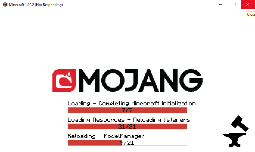 Loading complete. Mojang loading Screen.
