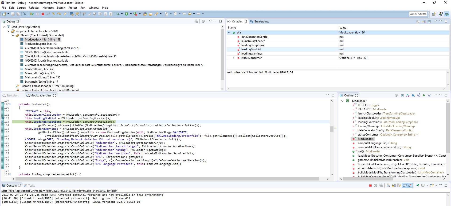 Solved Crash At Launch Modloader Java 114 Nullpointerexception Initializing Game Modder Support Forge Forums