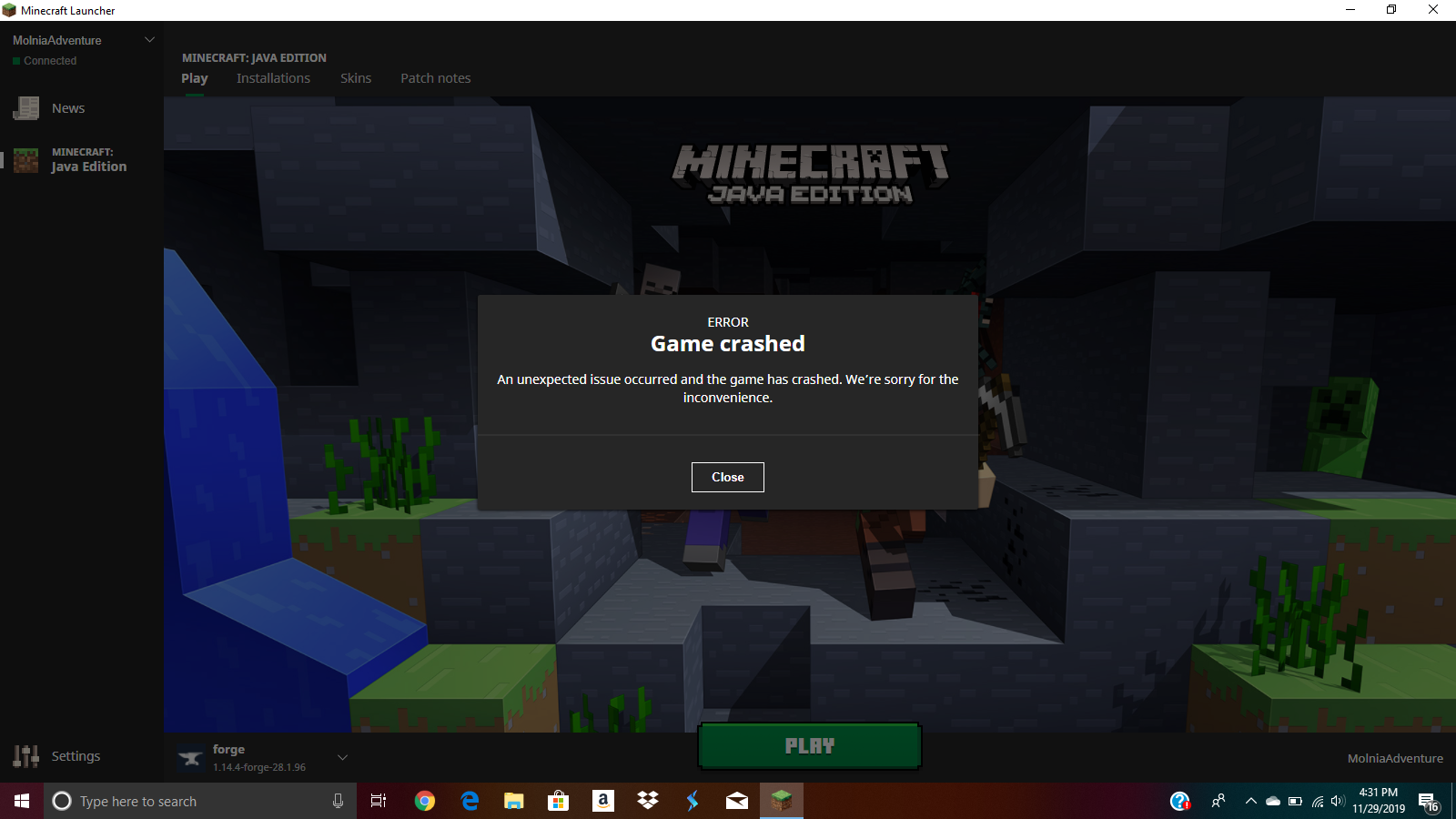 Forge 1 14 4 Keeps Crashing Support Bug Reports Forge Forums