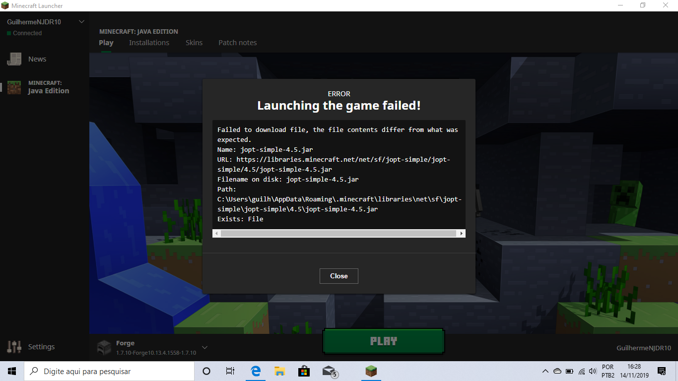 Uh Again Unable To Launch Minecraft 1.7.10 Forge - Support & Bug.