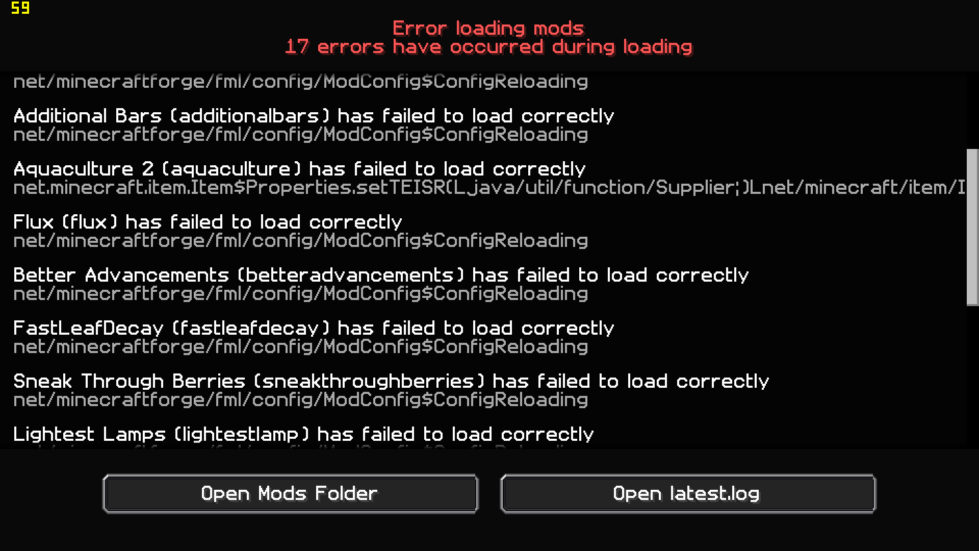 Reload failed. Mod has failed to load correctly что делать. This Server has Mods that require FML/Forge to be installed on the client. Contact your Server admin for more details.